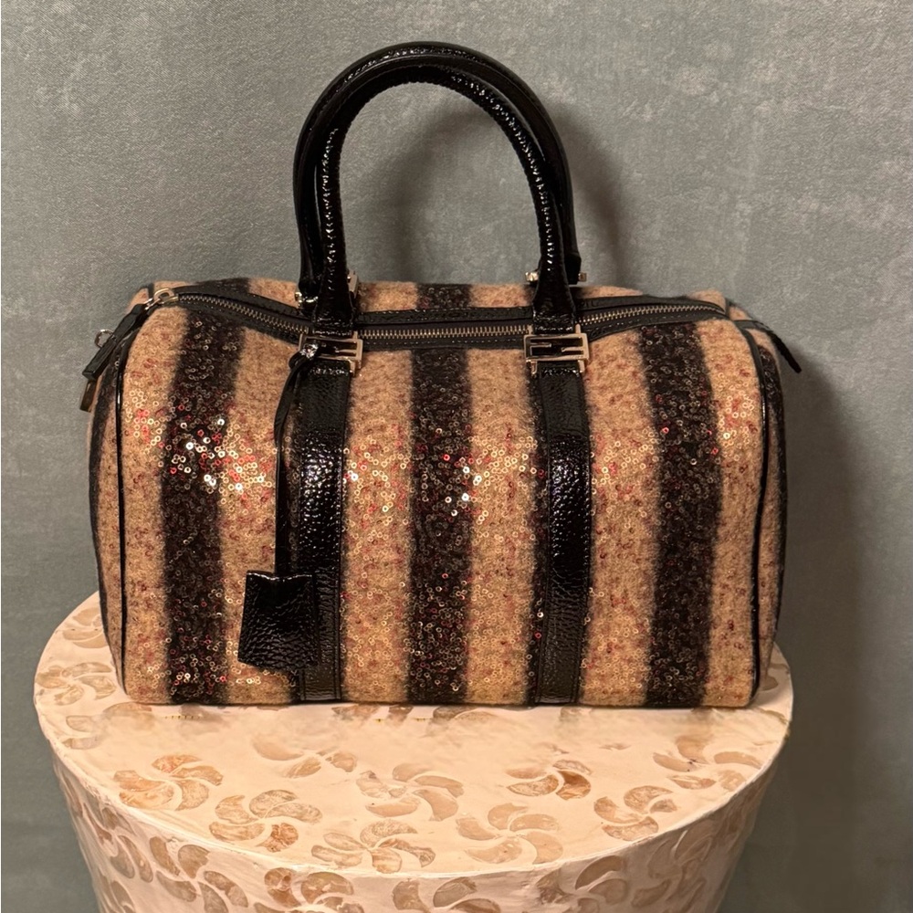 Fendi Sequin-Embellished Wool Forever Bauletto Boston Speedy Bag RARE